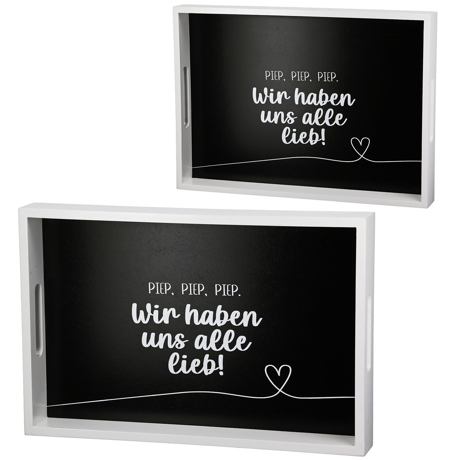 Set of 2 trays, Piep, Piep, 2-sorted, black H. 4cm