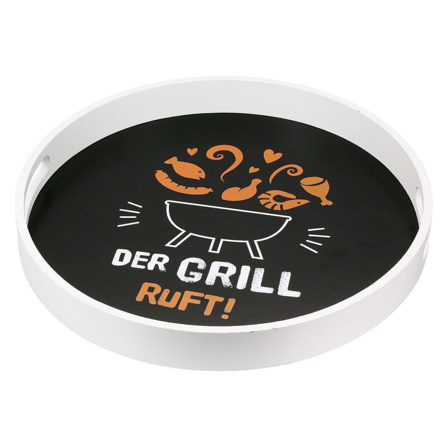 Set of 2 round trays The grill is calling! black H. 4cm