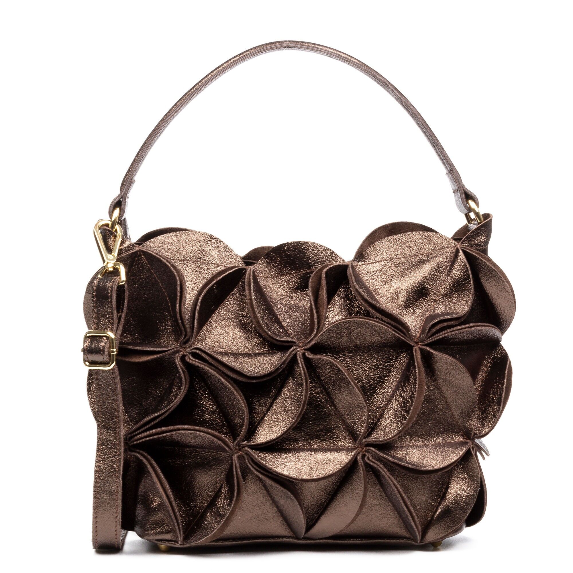 Borsa tote da donna Accadia.Pelle scamosciata laccata autentica Colore: rame scuro