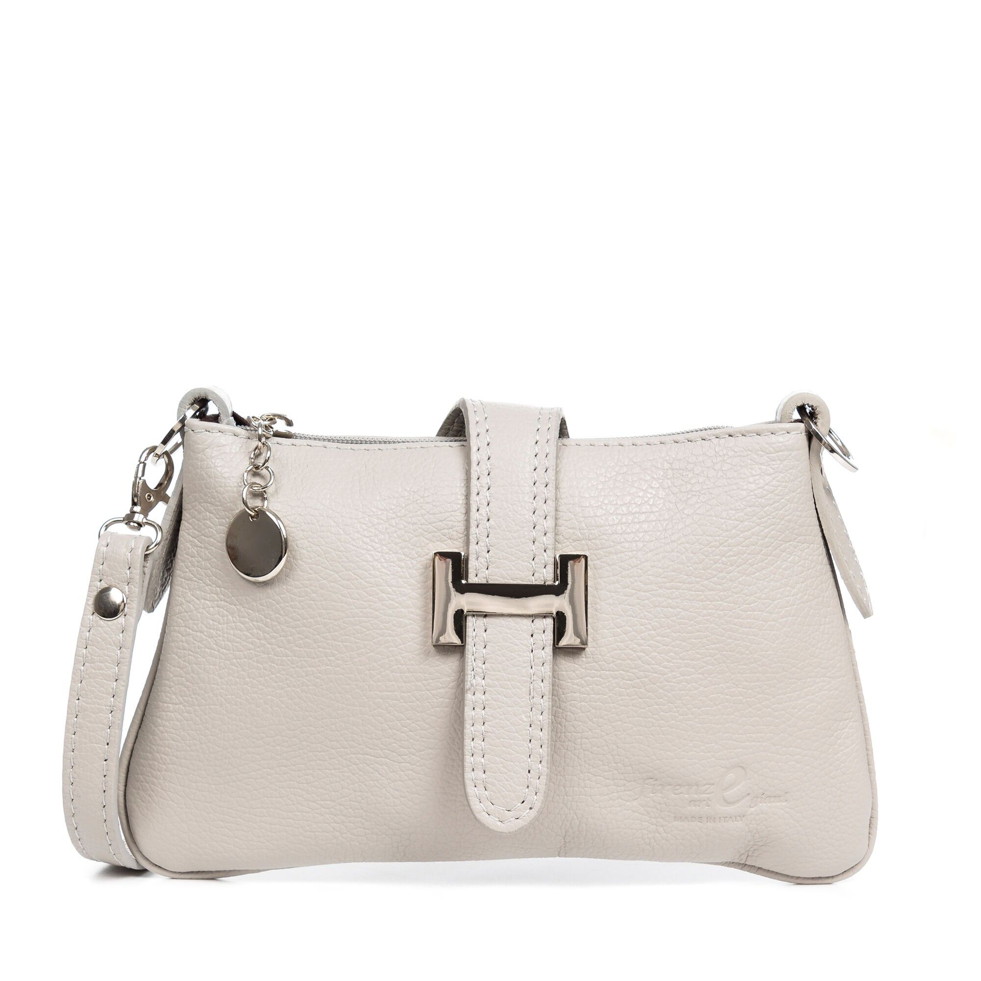 Borsa da donna Allerona.Vera pelle Dollaro Colore: Grigio chiaro