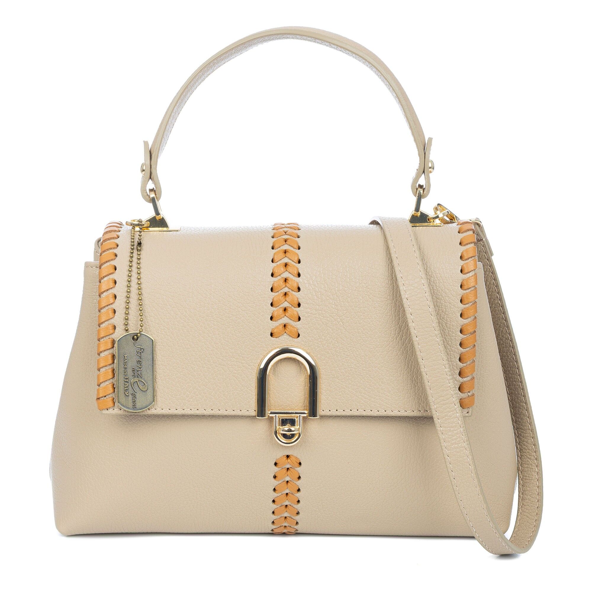 Borsa tote da donna Ballabio. Vera pelle Dollaro. Colore: tortora