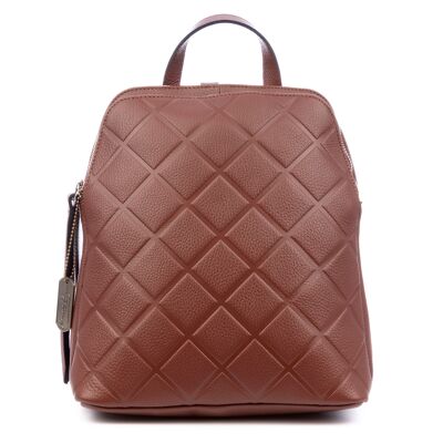 Sac à dos Arquà pour femme. Grande gravure géométrique Dollaro en cuir véritable.