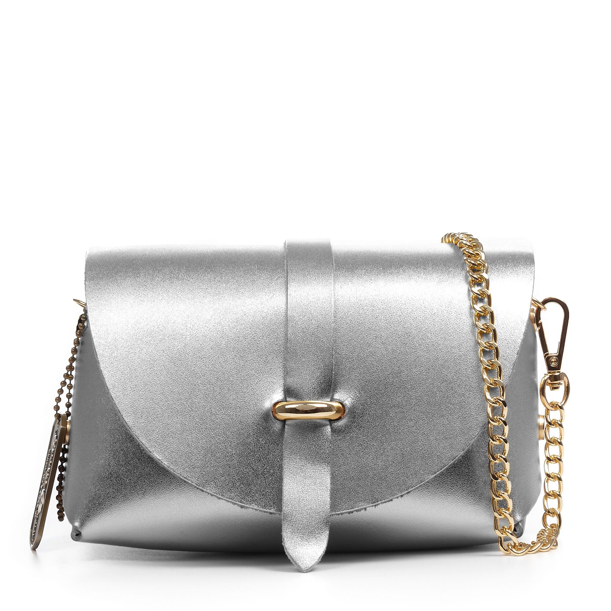 Borsa a tracolla Aurora da donna. Vera pelle scamosciata laccata lucida.