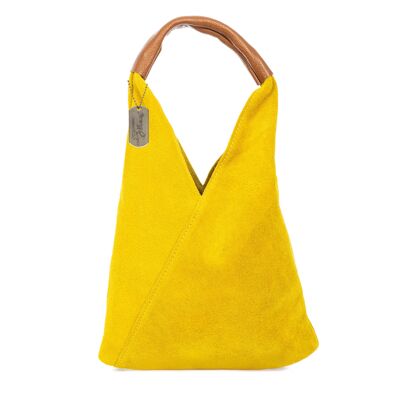 Aviano mini shopper bag for women, for hand use. Genuine Suede Leather.