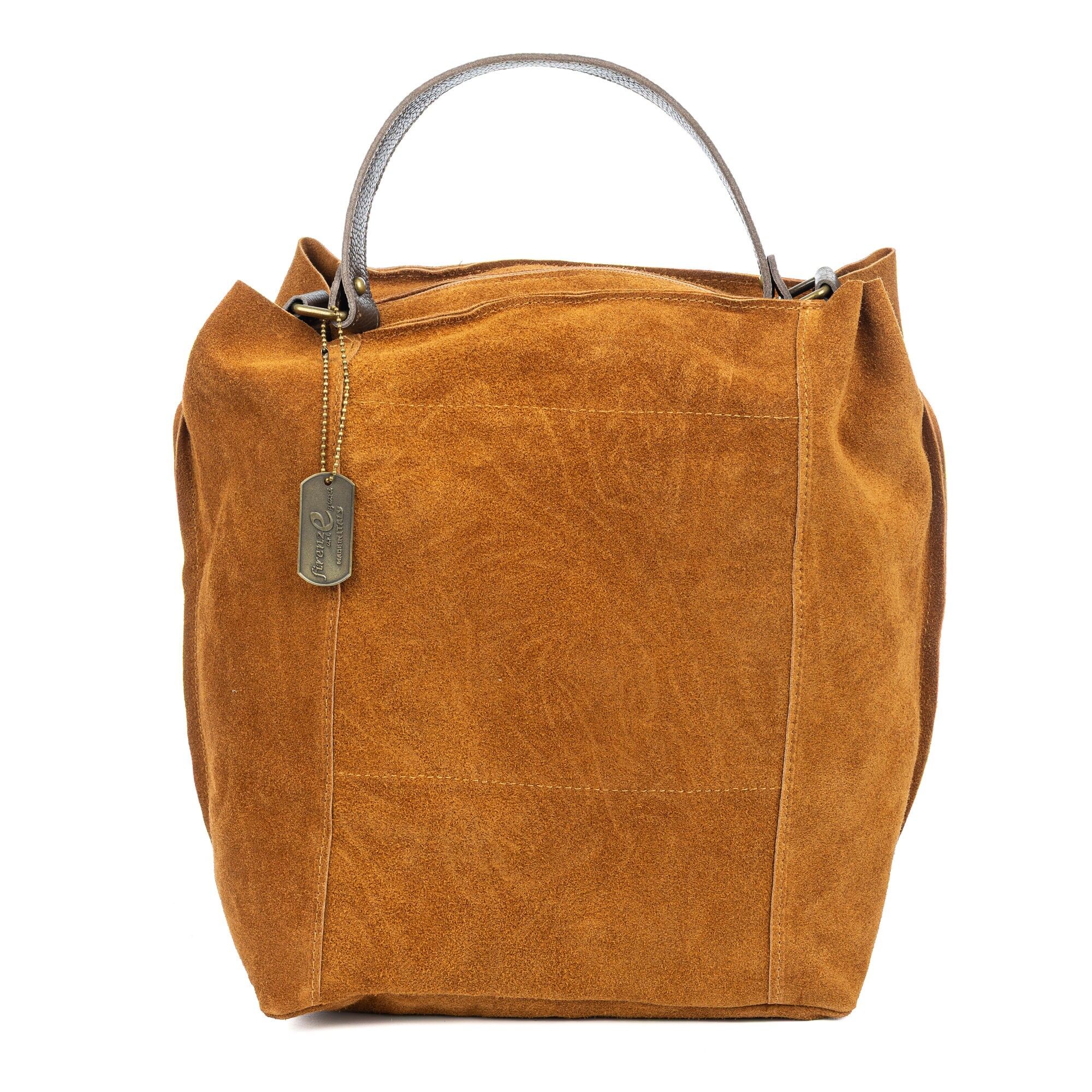 Borsa shopper da donna Avigliano. Vera pelle scamosciata.