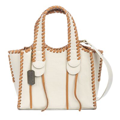 Borsa a mano da donna Avio. Vera pelle Dollaro con cuciture decorative in pelle.