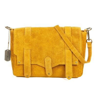 Borsa a tracolla da donna Aviatico. Vera pelle scamosciata.