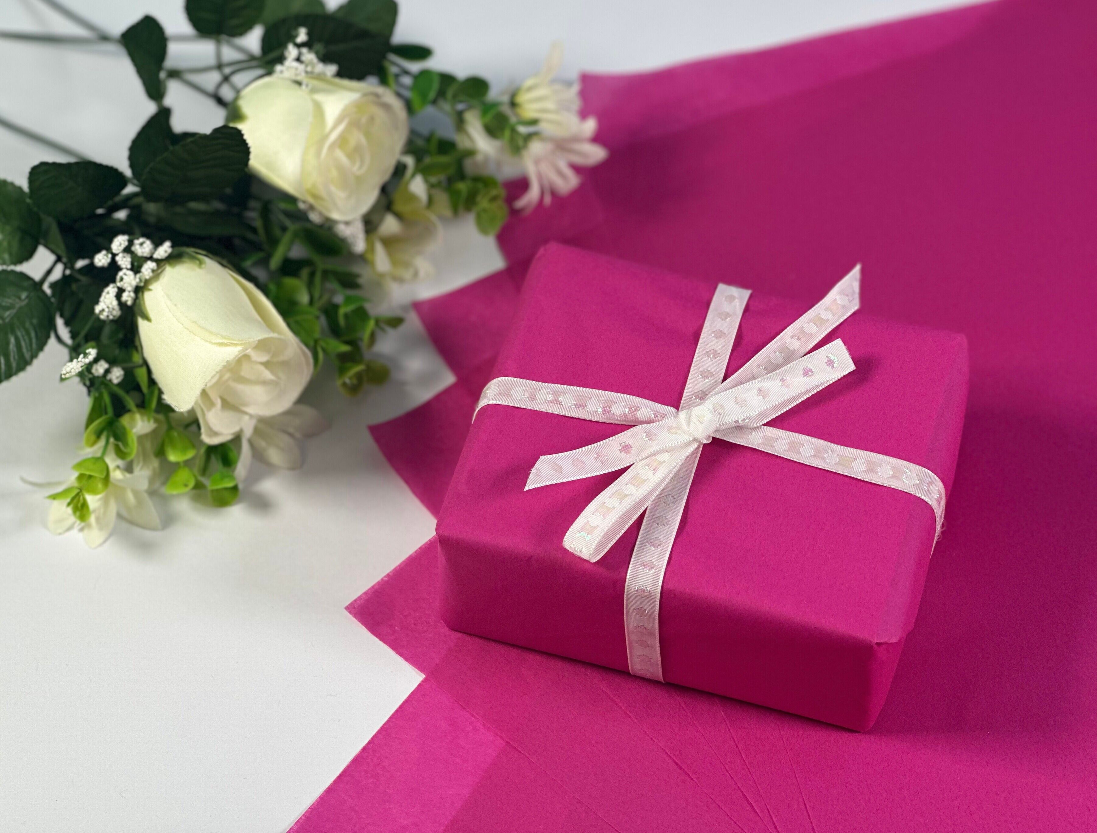 Papel de seda rosa brillante - 25 hojas de 50 cm x 75 cm | Embalaje ecológico