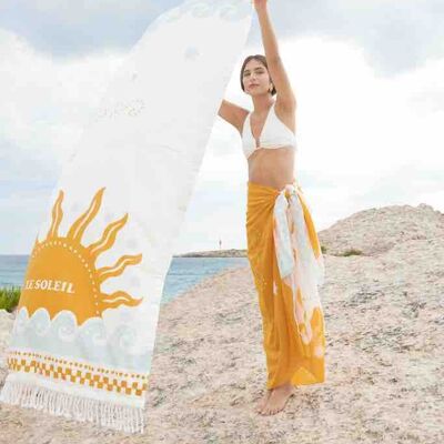 FOUTA DE ALGODÓN CON FORRO DE RIZO BLUE SKY THE SUN