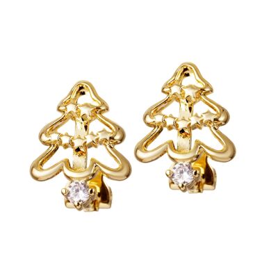 Boucles d'oreilles clips de Noël - Arbres dorés