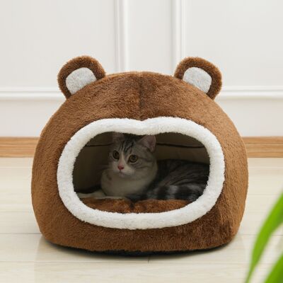 Casa con cama para gatos con forma de oso