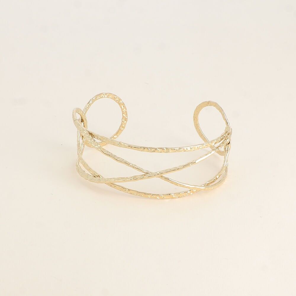 Manschette - 3 gewellte, ineinander verschlungene und gehämmerte Ringe