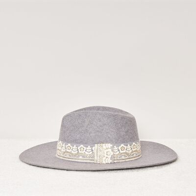 VICTOR GREY FELT HAT CN FLOWERS