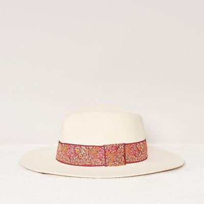 VICTOR ECRU JACQUARD FLOWERS FELT HAT