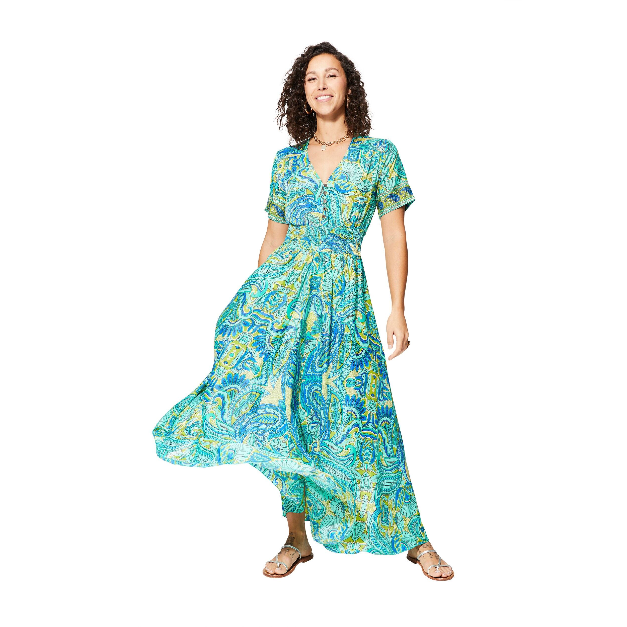 LANGES SOMMERKLEID MIT KURZEN ÄRMELN MCMAXI0171F