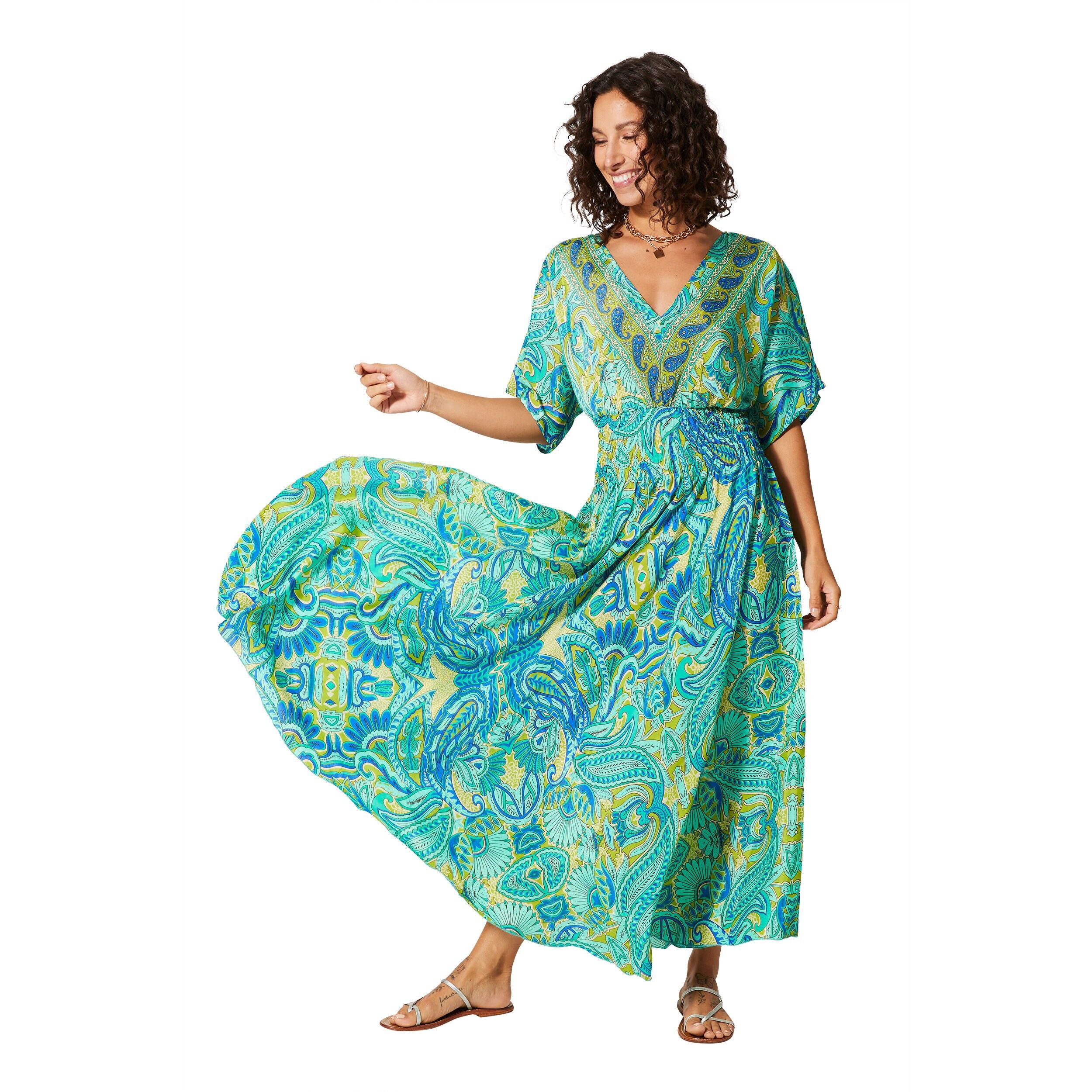 LANGES SOMMERKLEID MIT KURZEN ÄRMELN MCMAXI0172D