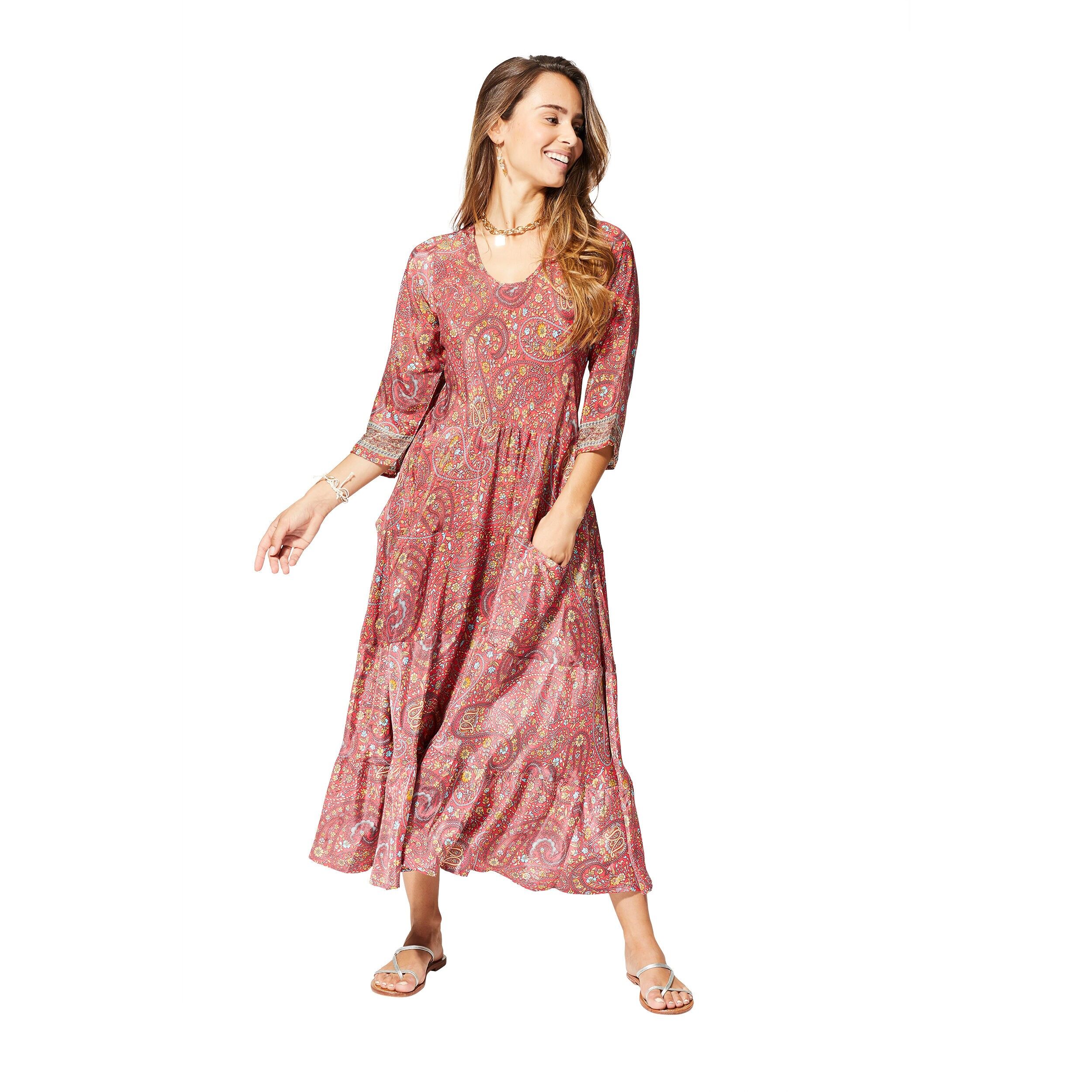 ROBE ÉTÉ MI-LONGUE MANCHES 3/4 MCMAXI0173D