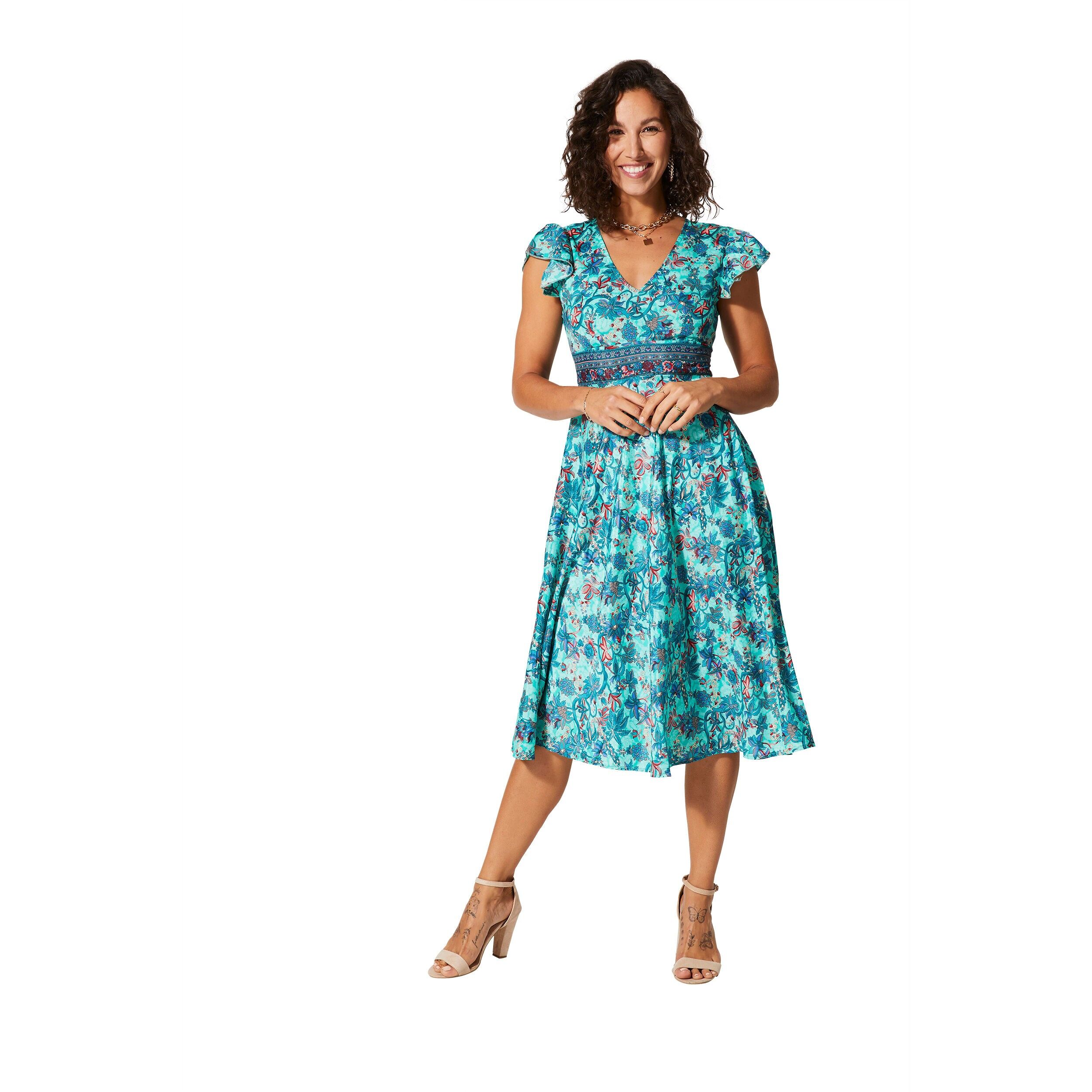 Short-sleeved mid-length summer dress MCRO0645E