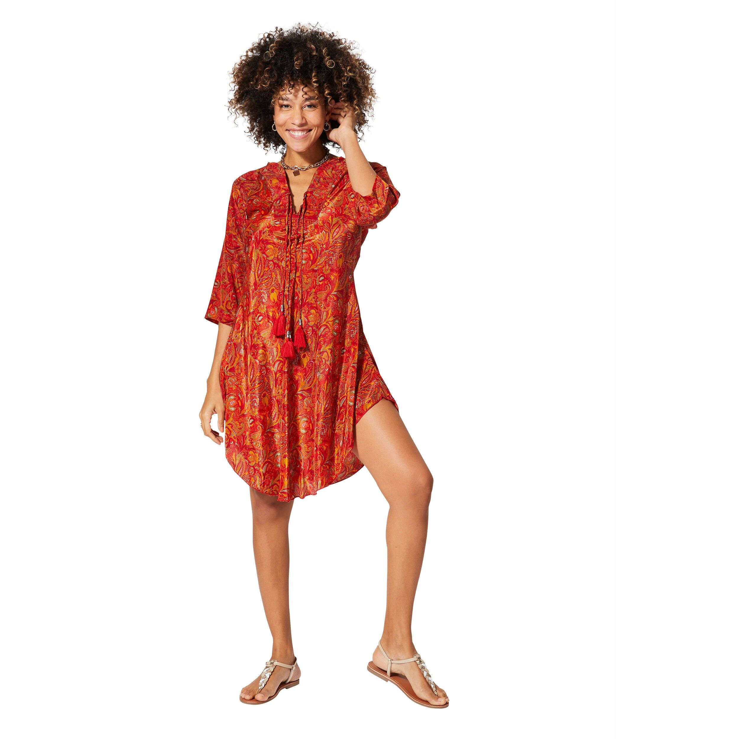 Short summer dress with 3/4 sleeves MCRO0649C