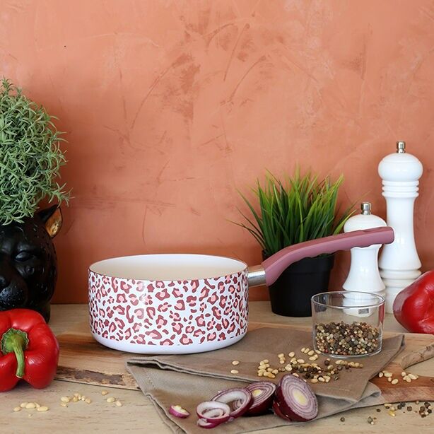 Leopard saucepan 18cm recycled aluminum pink