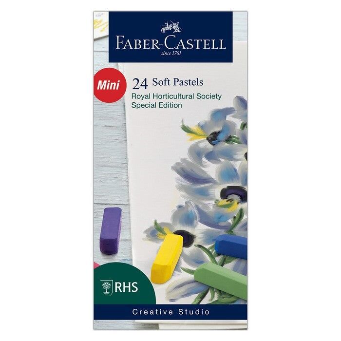 Faber-Castell Creative Studio Soft Pastels, RHS Special Edition Multicoloured, Set of 24 Half Sticks, For Art, Craft, Drawing, Sketching, Home, School, University, Colouring