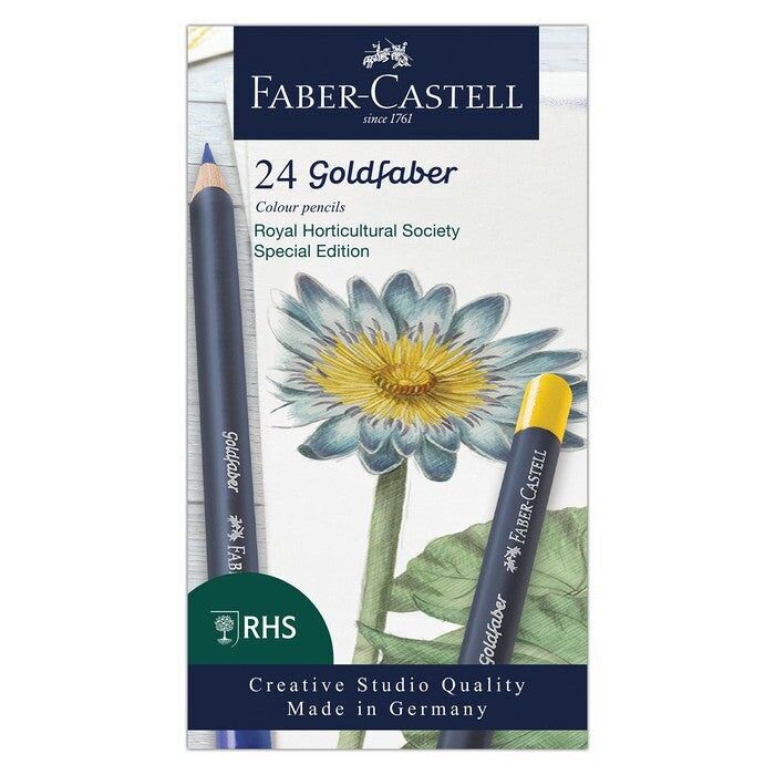 Set di matite colorate Faber-Castell Creative Studio Goldfaber, edizione speciale RHS, set da 24 matite, per arte, artigianato, disegno, schizzi, casa, scuola, università, colorazione