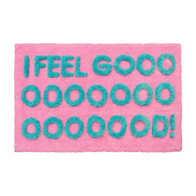 Mi sento bene!Tappetino da bagno con slogan, divertente tappeto tuftato a mano