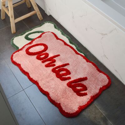 Ooh La La Slogan Scallop Bath Mat Non Slip - Scalloped Bathroom Rug