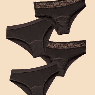 4 bragas menstruales de algodón flujo abundante Weekly