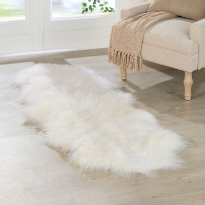 Alfombra doble de piel de oveja islandesa en blanco marfil