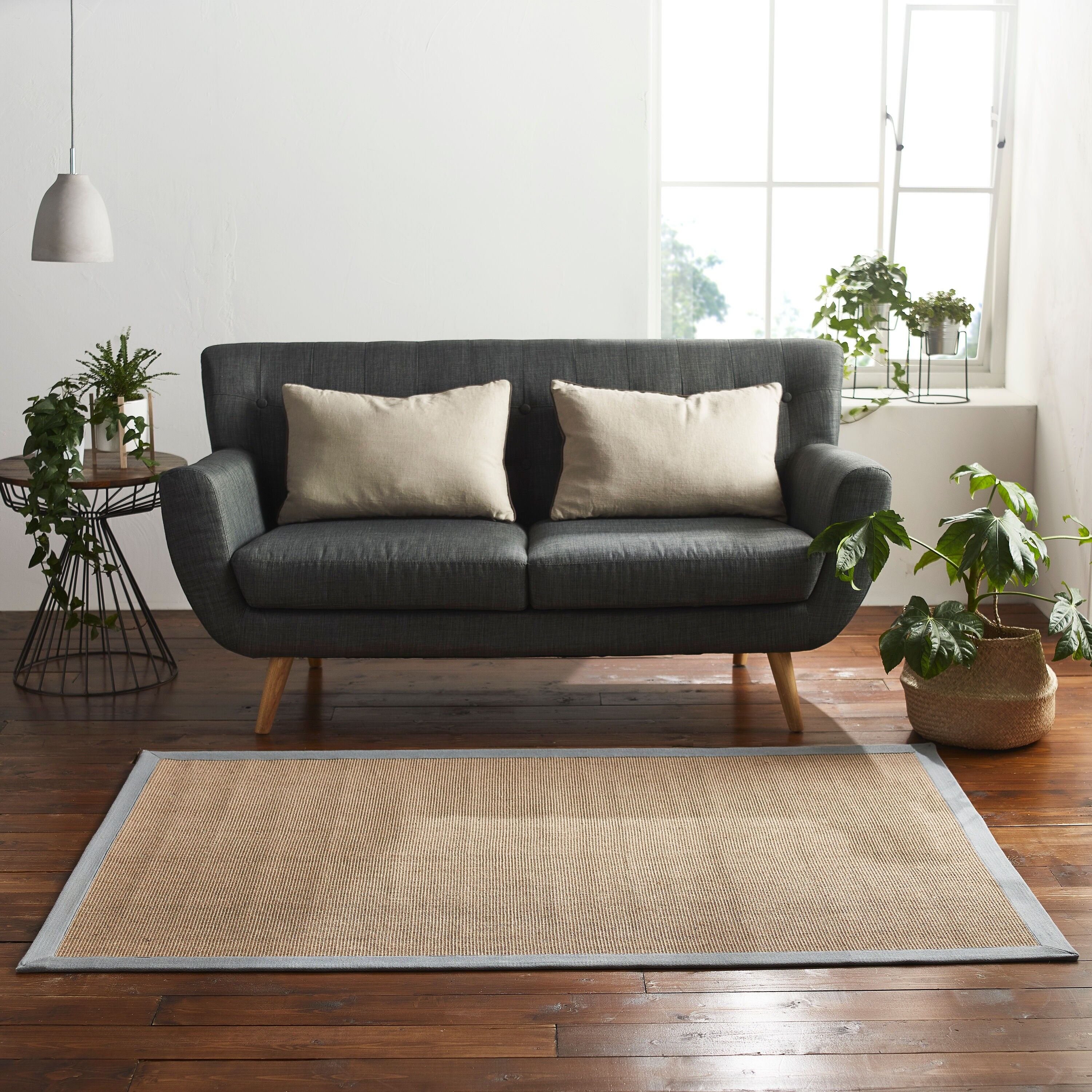 Chelsea Jute Teppich mit baumwollgrauem Rand 120x180cm