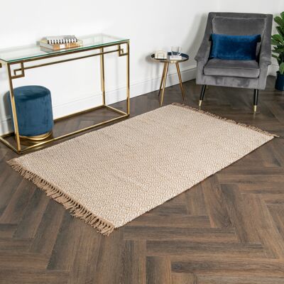 Alfombra geométrica de yute y algodón