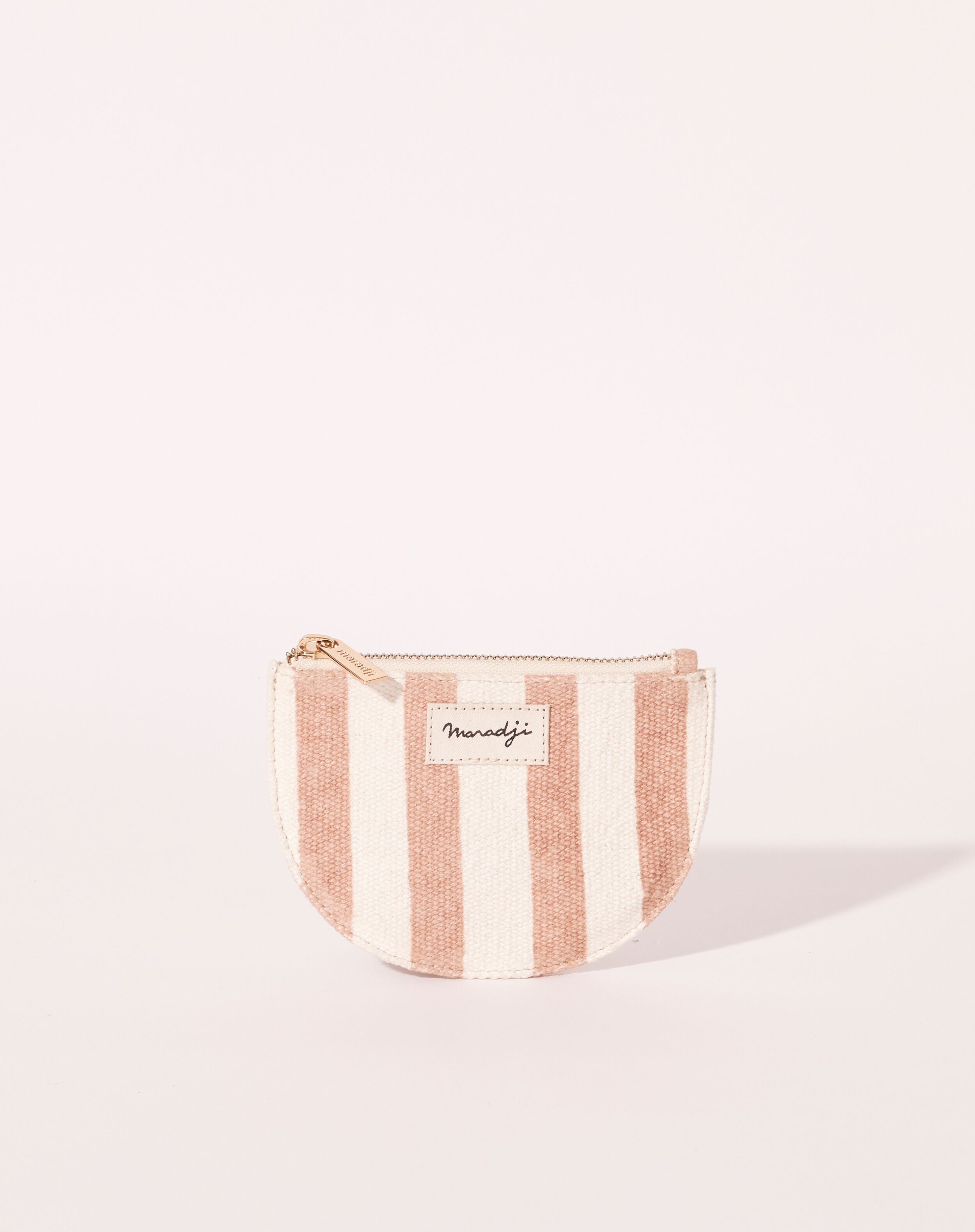MONEDERO SIMONE DE TELA DE RAYAS ROSA