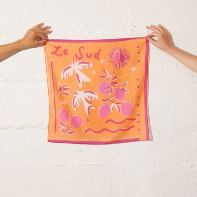FOULARD COTON ORANGE SMALL LE SUD