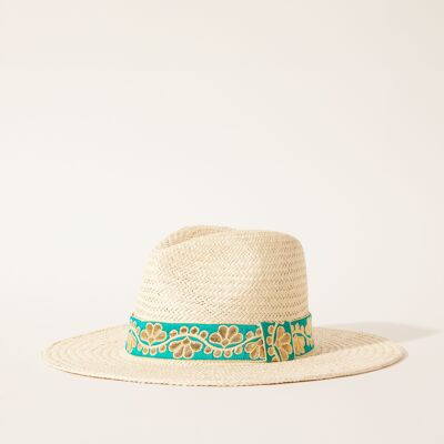 ROSALIE TURQUOISE STRAW HAT
