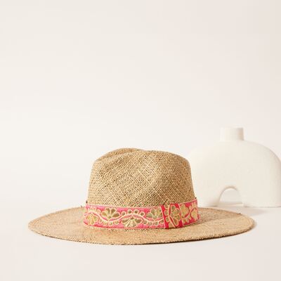 FUSCHIA SOMBRERO STRAW HAT