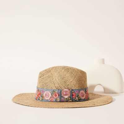 LAVENDER FLOWERS STRAW HAT SOMBRERO