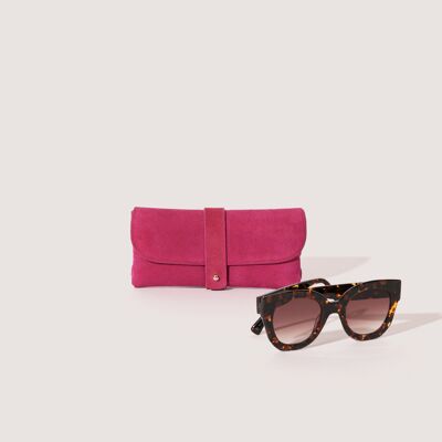 ETUI À LUNETTES CUIR FUSHIA ICARE