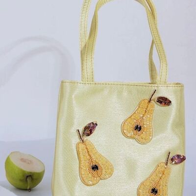 Sac à bandoulière en satin à paillettes et perles en forme de poire