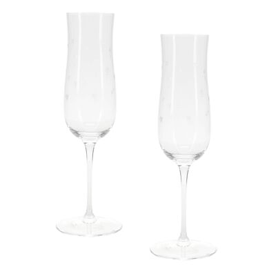 Bicchieri da champagne a forma di stella incisa (set da 2) - Trasparenti
