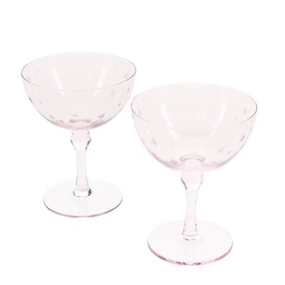 Copas de copa con forma de estrella grabada (juego de 2) - Rosa