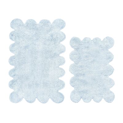 Ensemble de tapis de bain festonnés deux pièces - Tapis de bain festonnés 100 % coton, ultra doux et absorbants