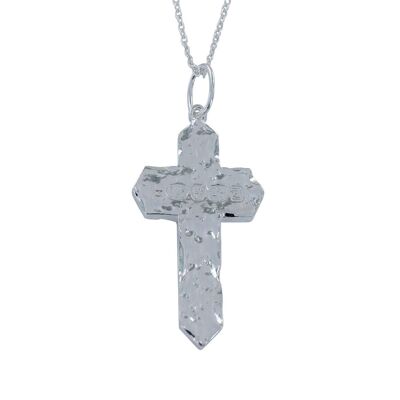 Grand pendentif croix texturé pour homme