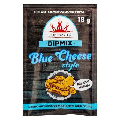 Poppamies Dipmix Style Fromage Bleu – Poudre à tremper végétalienne au fromage bleu pour ailes, légumes et collations – Sans gluten, sans lactose – 18 g