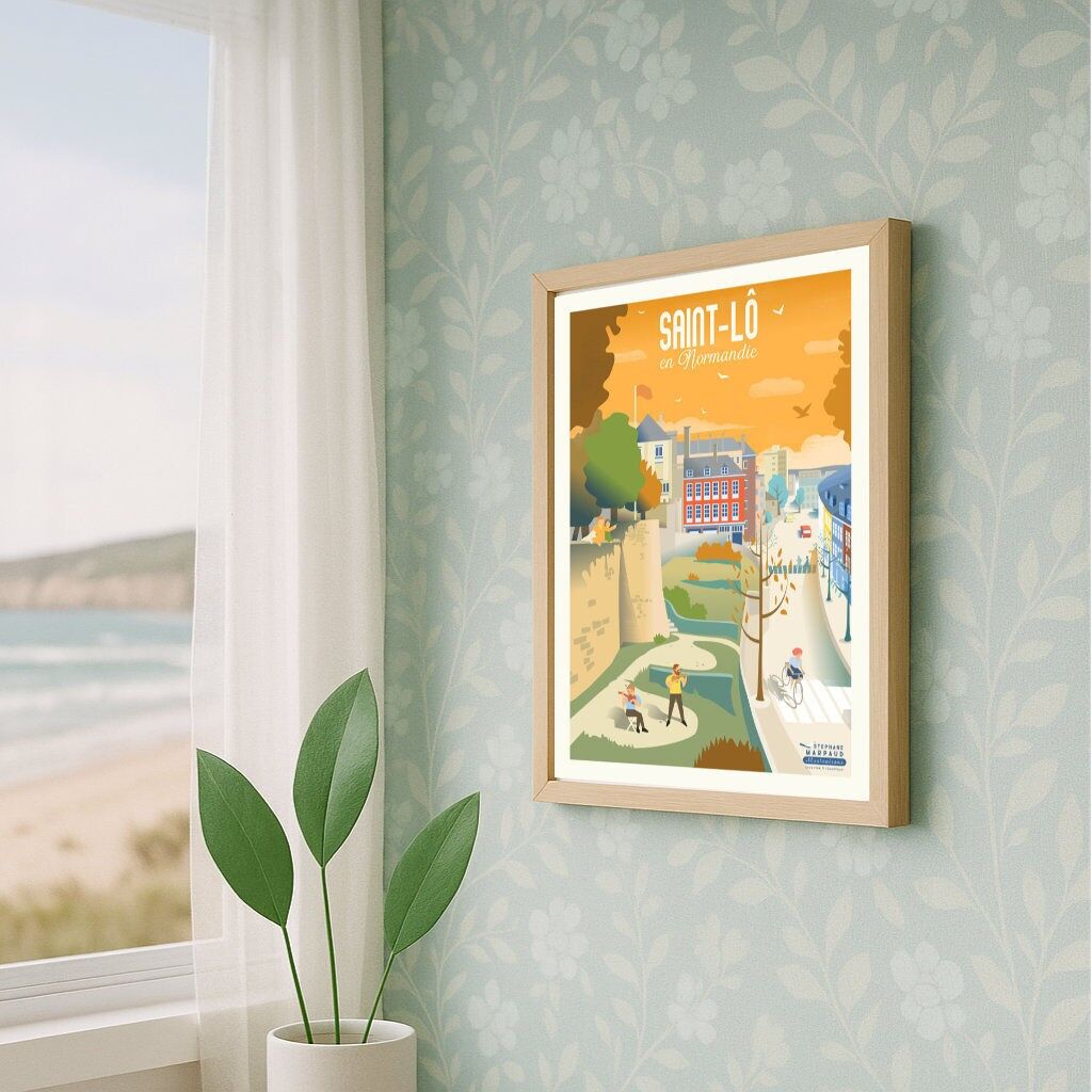 Affiche de Saint-Lô / St-Lô - Poster vintage - format 40x30 cm - illustration originale