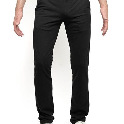 Pantalones deportivos negros acogedores L36 | corte recto