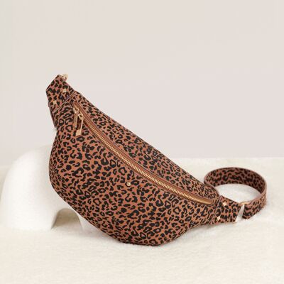 Riñonera Nicole de piel con estampado de leopardo