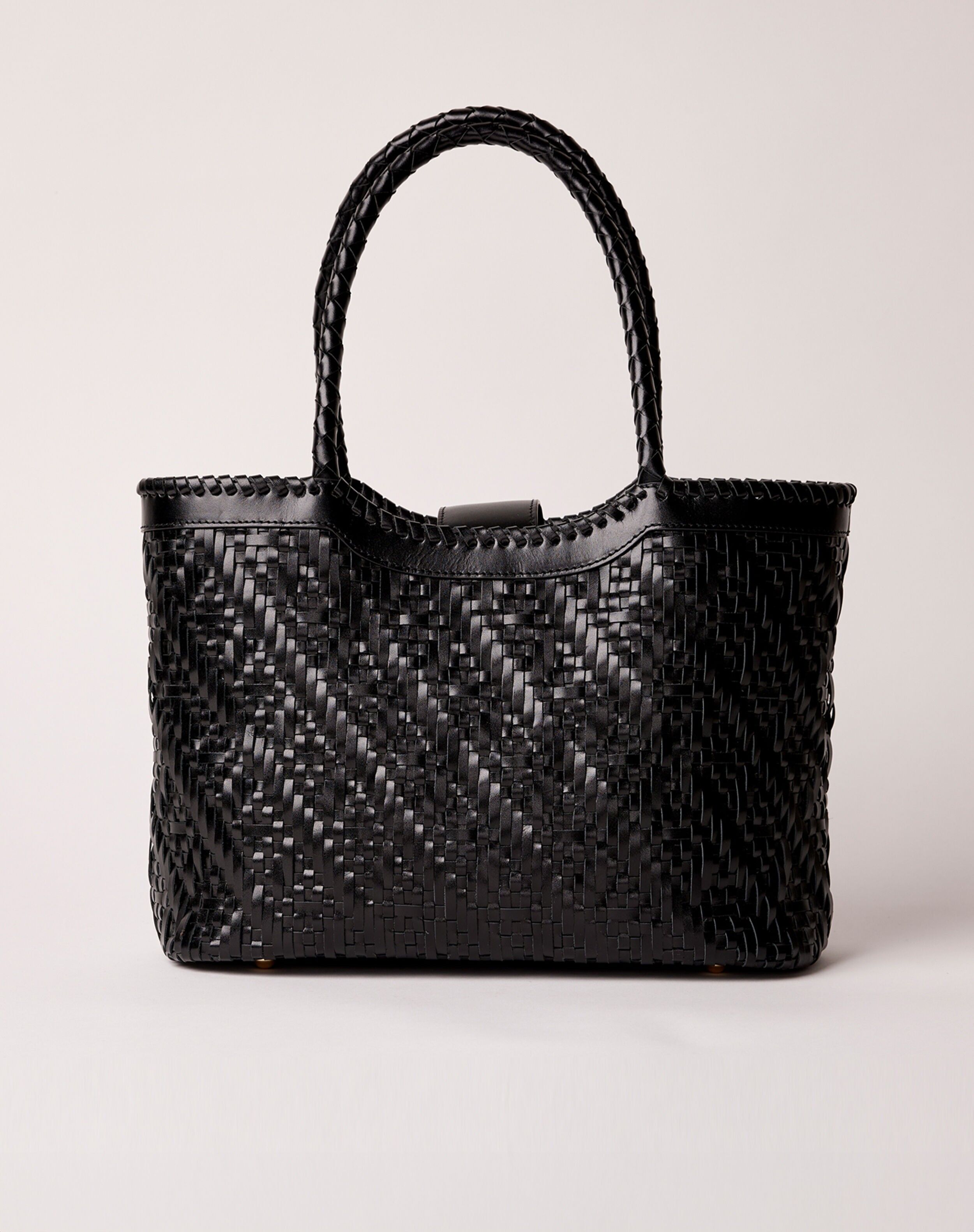 BORSA TOTE IN PELLE INTRECCIATA NERA DI PATTY