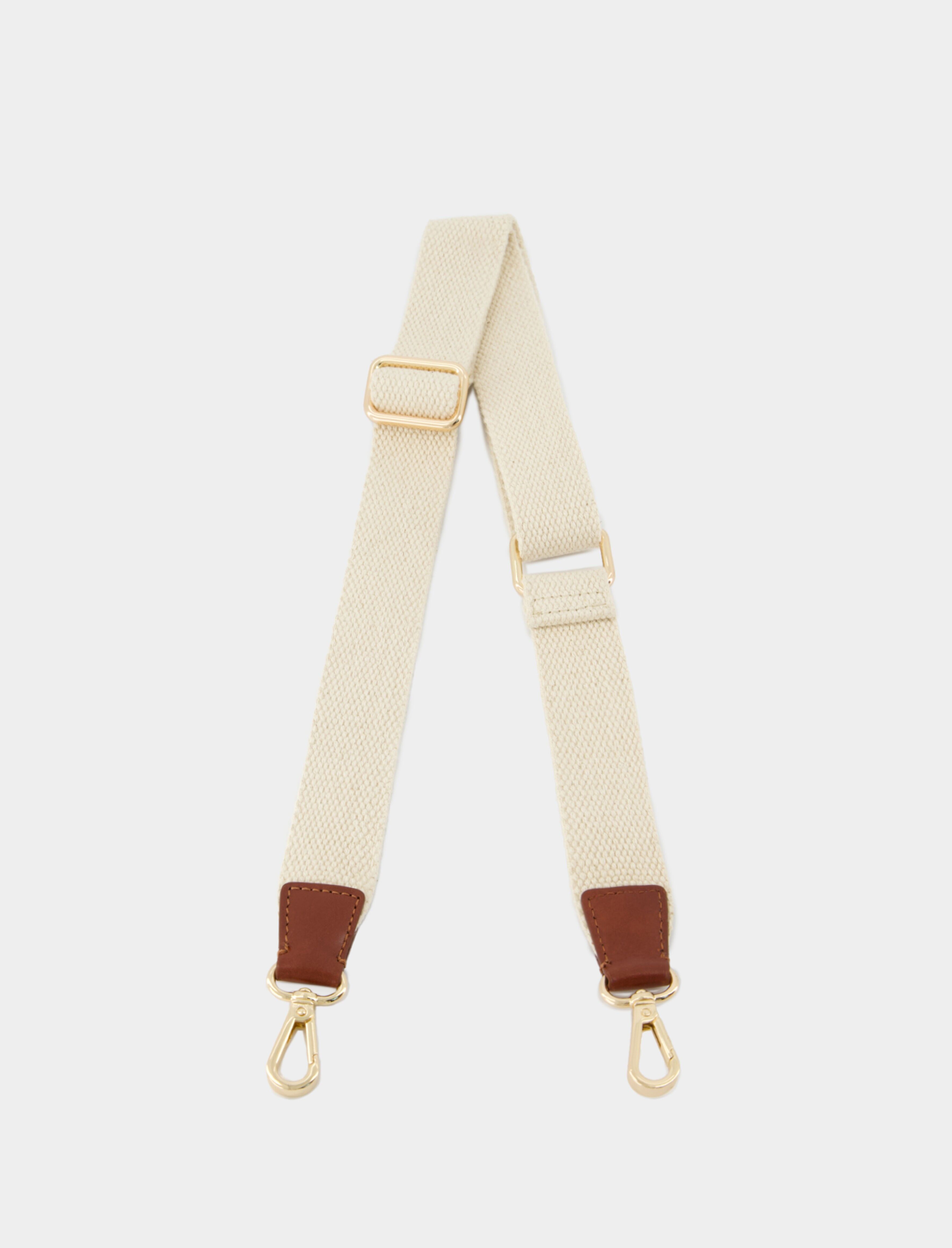 CINTURINO IN COTONE CON INSERTO IN PELLE RICICLATA COGNAC