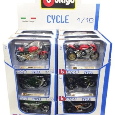 Bburago Diecast 1:18 Street Fire Cycle Modèle aléatoire ou couleur aléatoire 3 ans et plus 18-51000